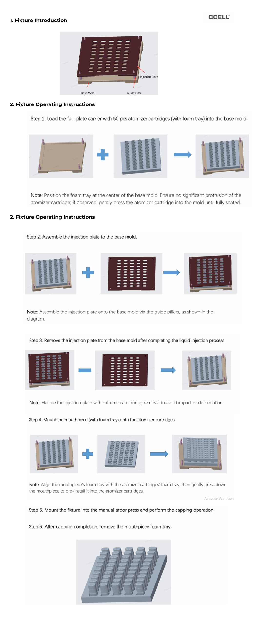 Operating Instructions For Ccell Fixture