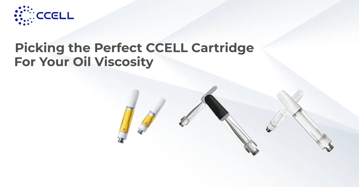 CCELL logo and article headline with four vape cartridges floating on a light geometric background.